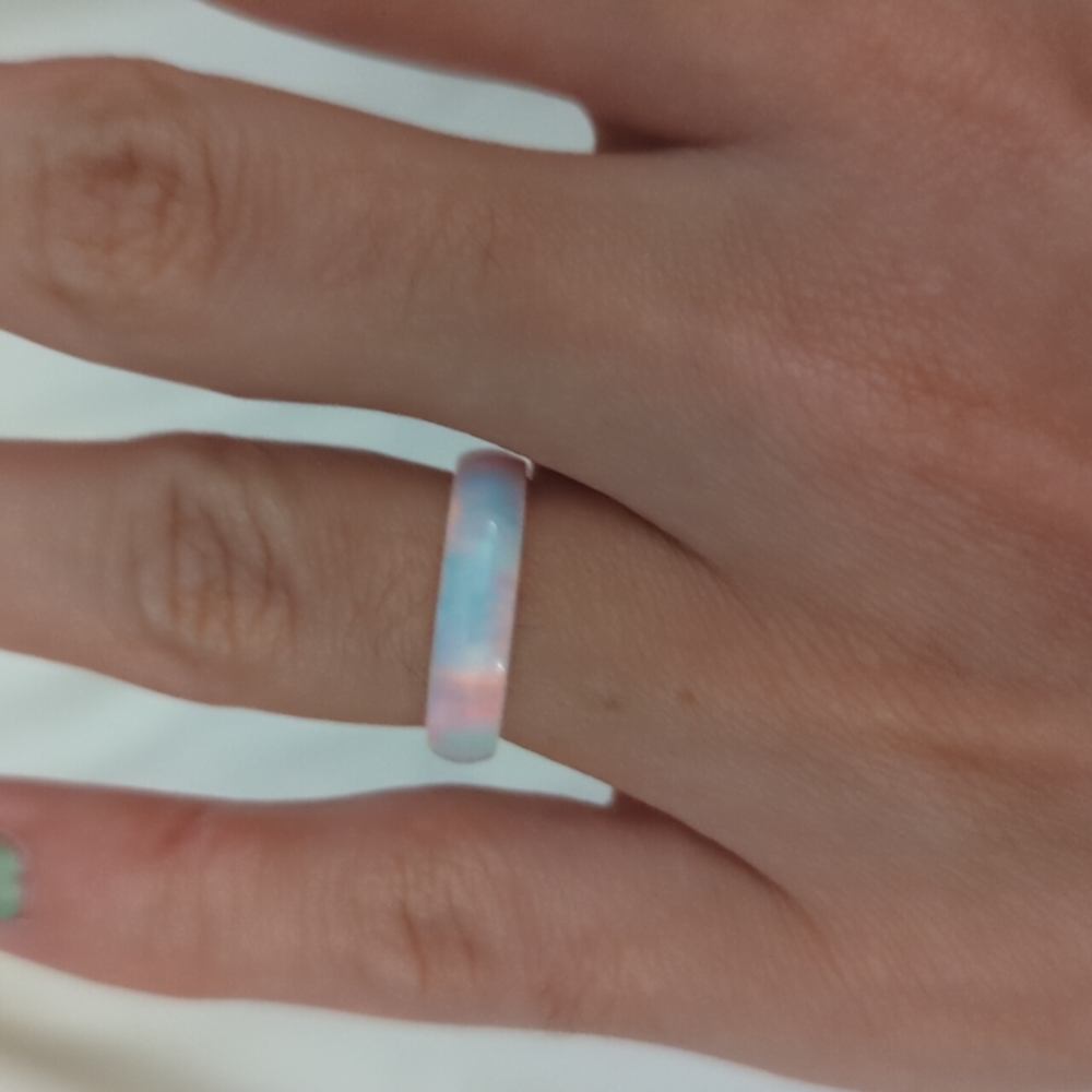Resin coated opal ring size 5.25